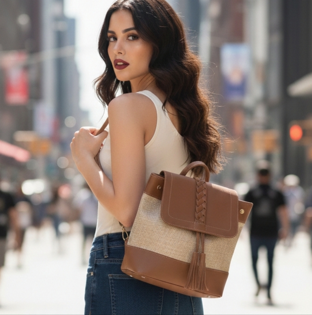 Tassel gold metallic backpack